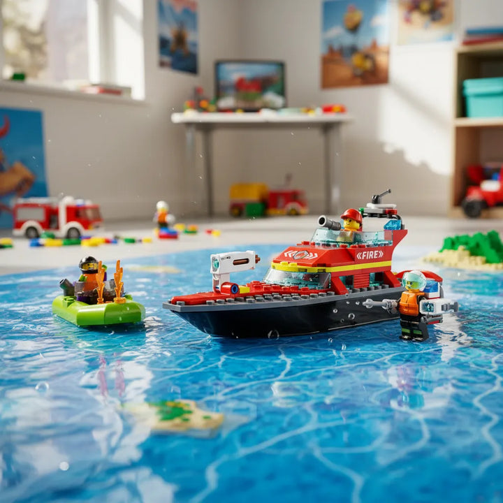 Juguete Lego Lancha De Rescate Contra Incendios 144 Piezas