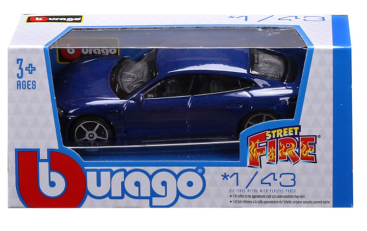 Carro Bburago 1/43 Coleccionable Porshe Taycan Turbos Azul
