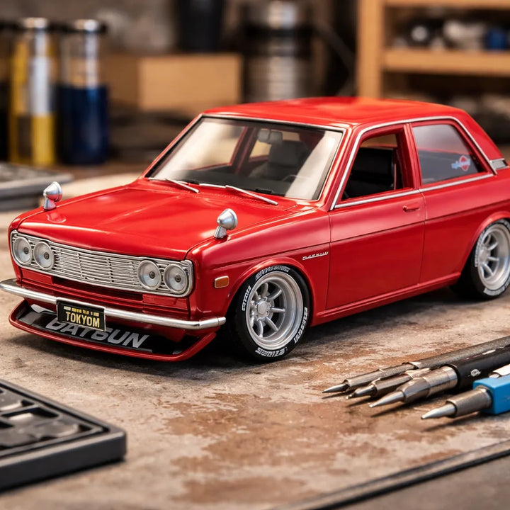Carro A Escala 1/24 1971 Datsun 510 Rojo Para Armar
