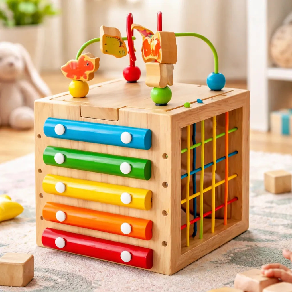 Cubo Didáctico De Actividades De Madera Dinosaurios Niños