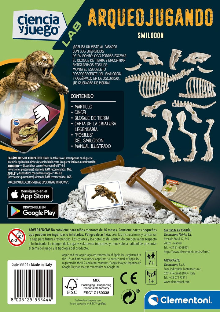 Juego Didáctico Fósiles Smilodon Para Niños