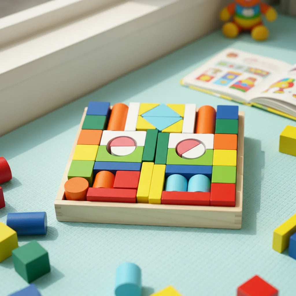 Juego De Bloques De Construcción En Madera Para Niño