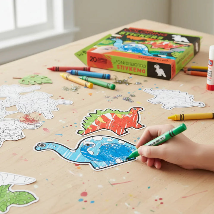 Set Stickers Para Colorear De Dinosaurios Niños