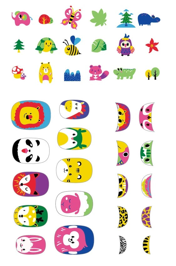 Juego Stickers De Uñas Animales Para Niños