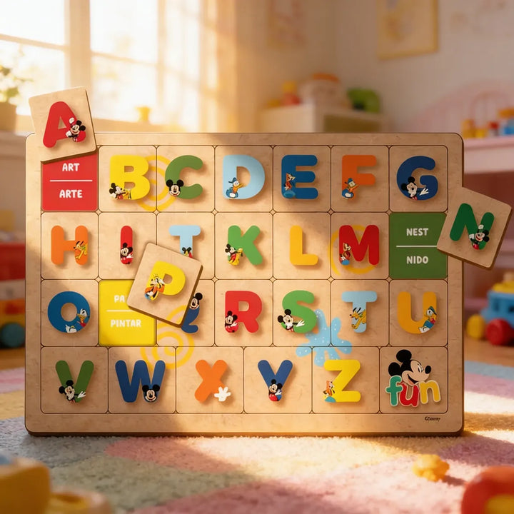 Juguete Didáctico Abecedario En Madera Mickey Para Niños