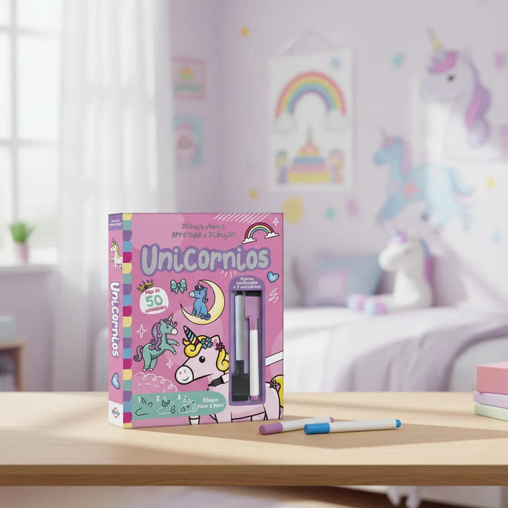 Libro Borrable Aprende A Dibujar Unicornios Para Niños
