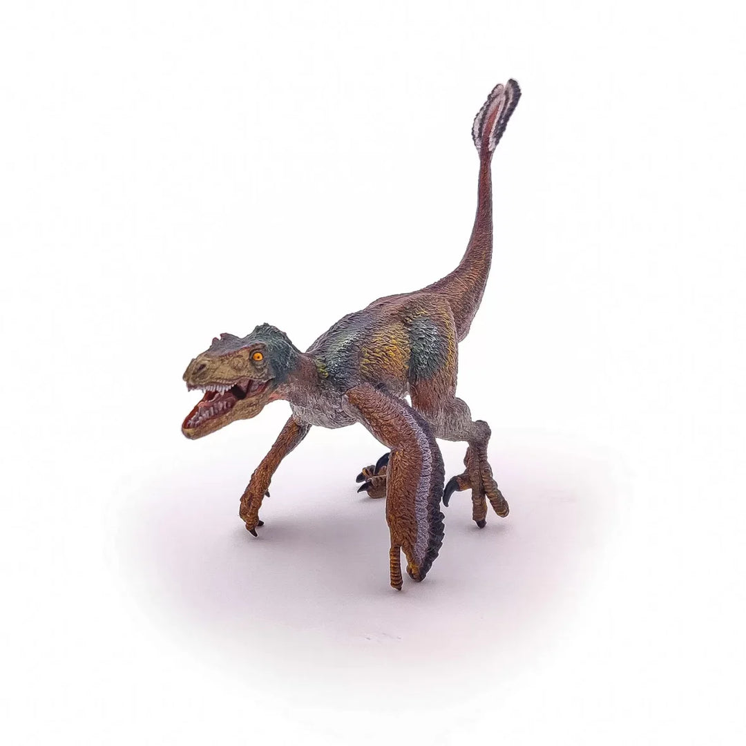 Juguete Figura Velociraptor Con Plumas Gris Niños