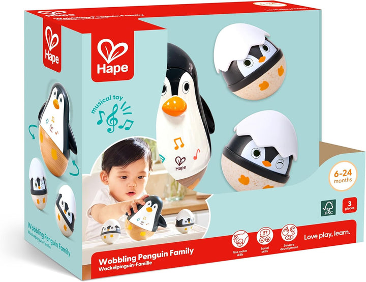 Juego Pingüino Sonajeros Musical Hape 3 Piezas Para Niños