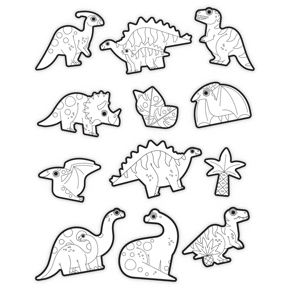 Set Stickers Para Colorear De Dinosaurios Niños