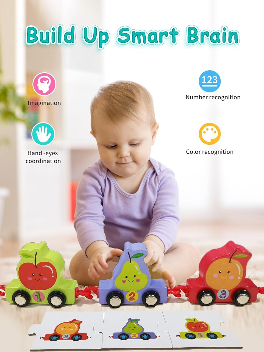 Rompecabezas Tren De Madera Verduras Para Niños