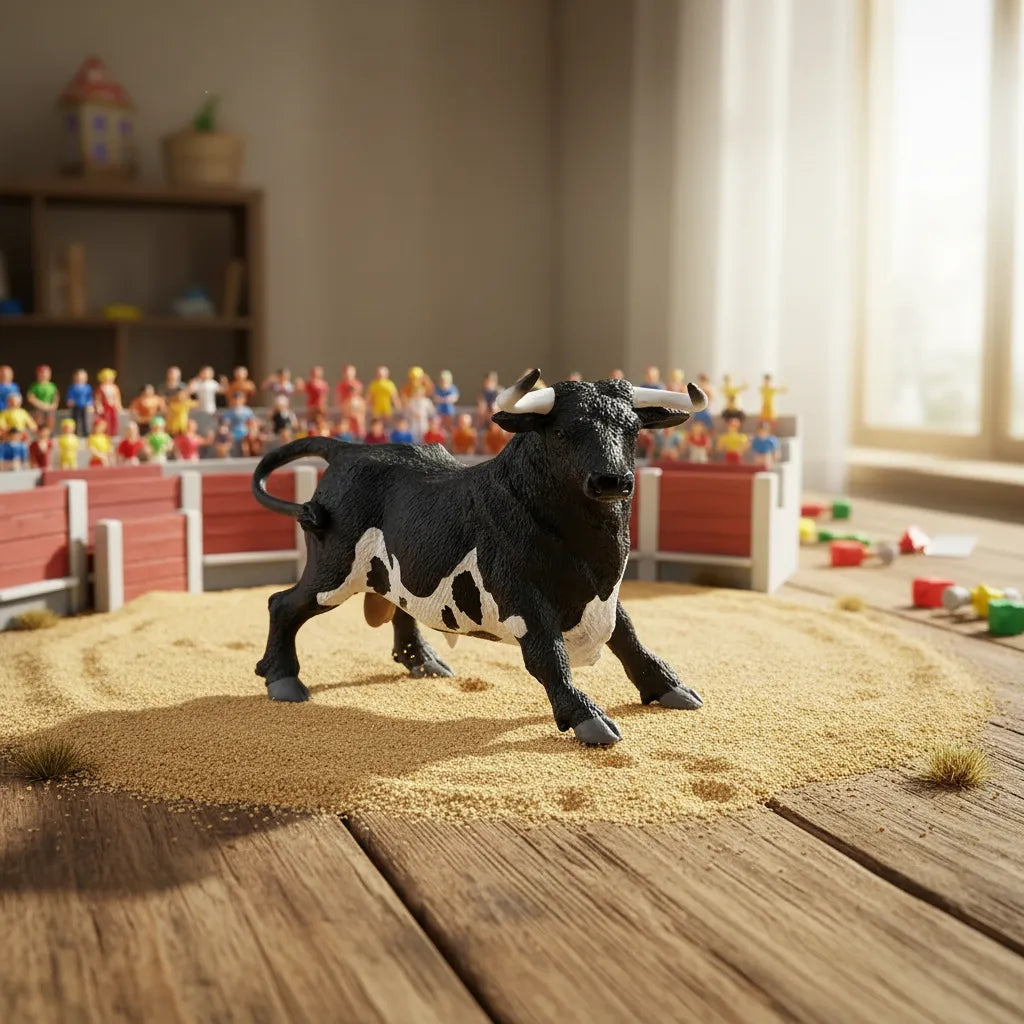 Figura Coleccionable Toro Español Negro Y Blanco Para Niños