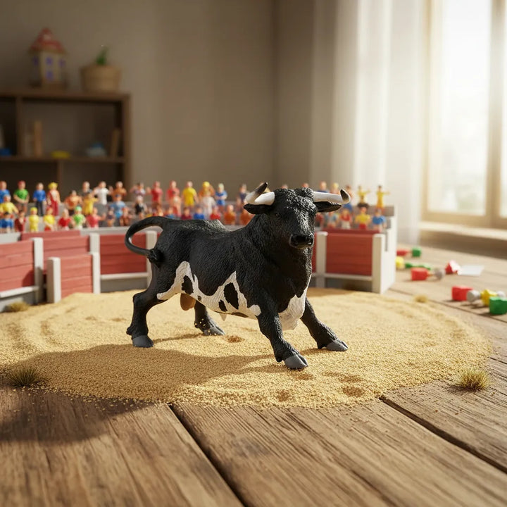 Figura Coleccionable Toro Español Negro Y Blanco Para Niños