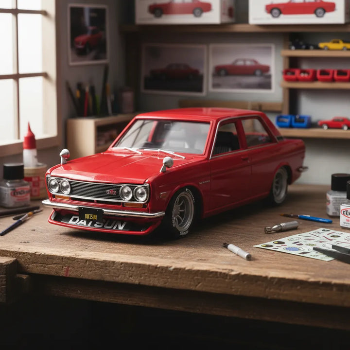 Carro A Escala 1/24 1971 Datsun 510 Rojo Para Armar