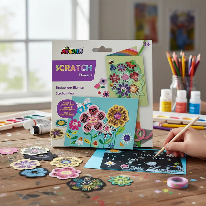 Juego Tarjetas Floral Para Raspar Niños