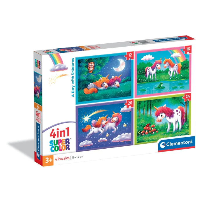 Rompecabezas 4 En 1 Unicornios Clementoni Para Niños