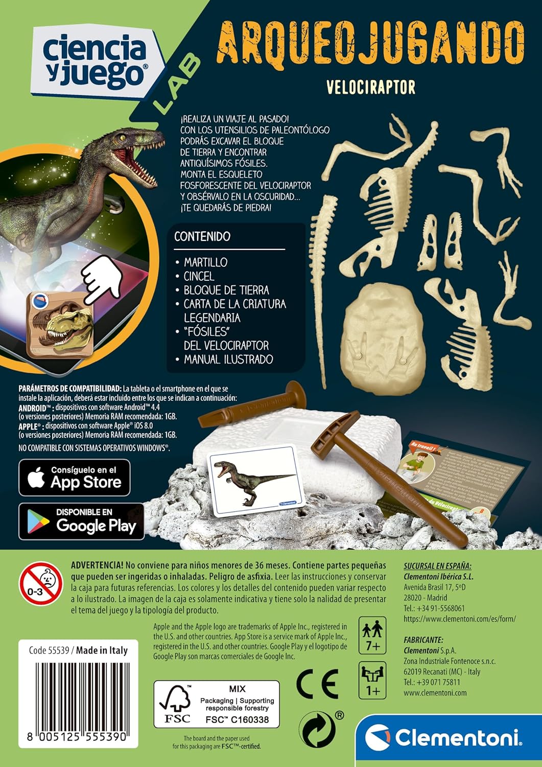 Juego Didáctico Fósiles De Velociraptor Niños
