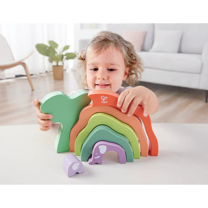 Juego  Bloques Apilables Elefante Madera Para Niños