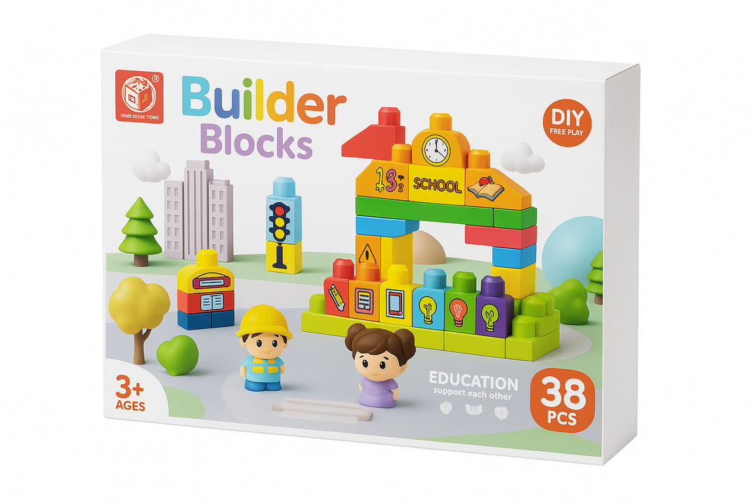 Juego Bloques Grandes Escuela 38 Piezas Niños