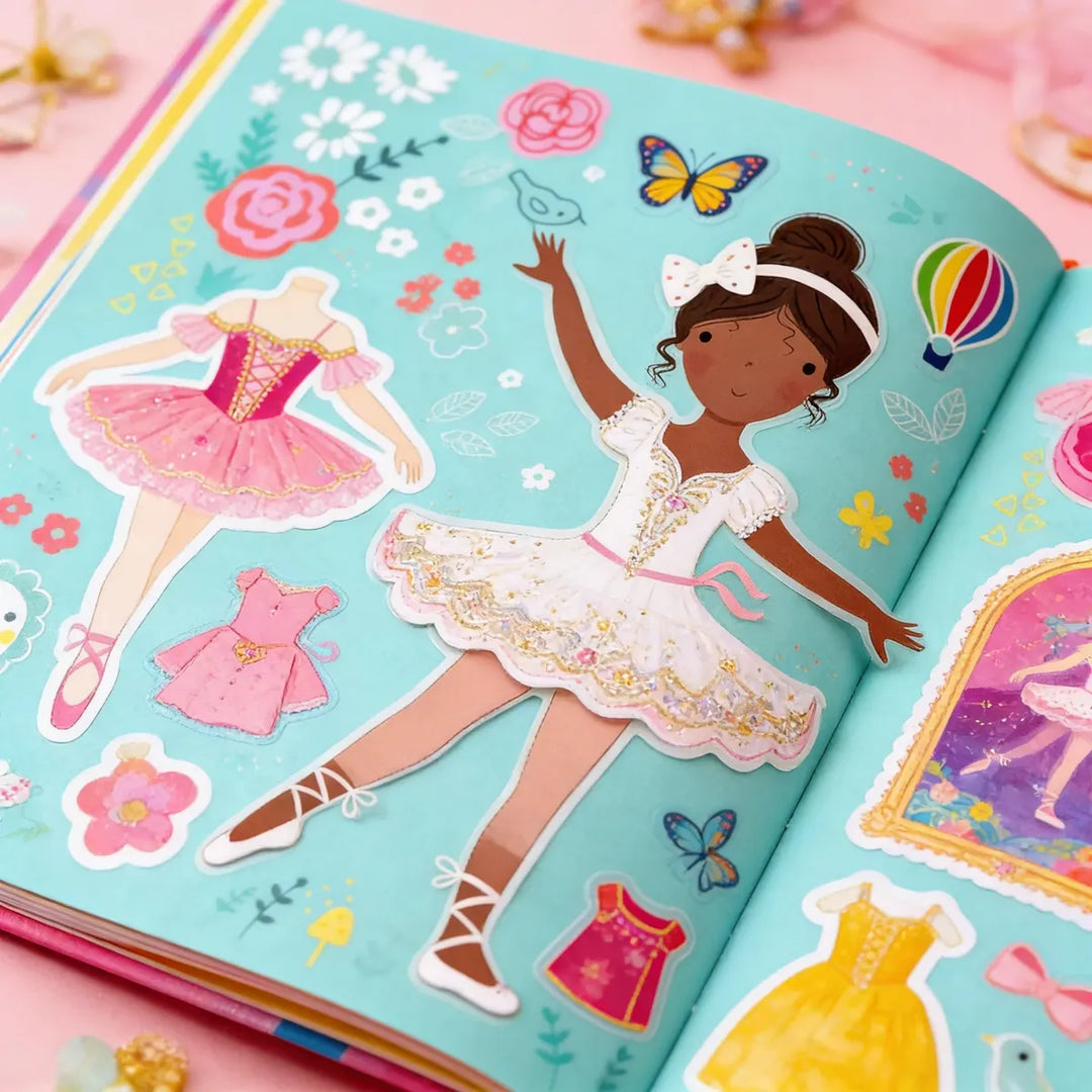 Libro Pequeñas Bailarina Con Stickers Para Vestir Para Niños