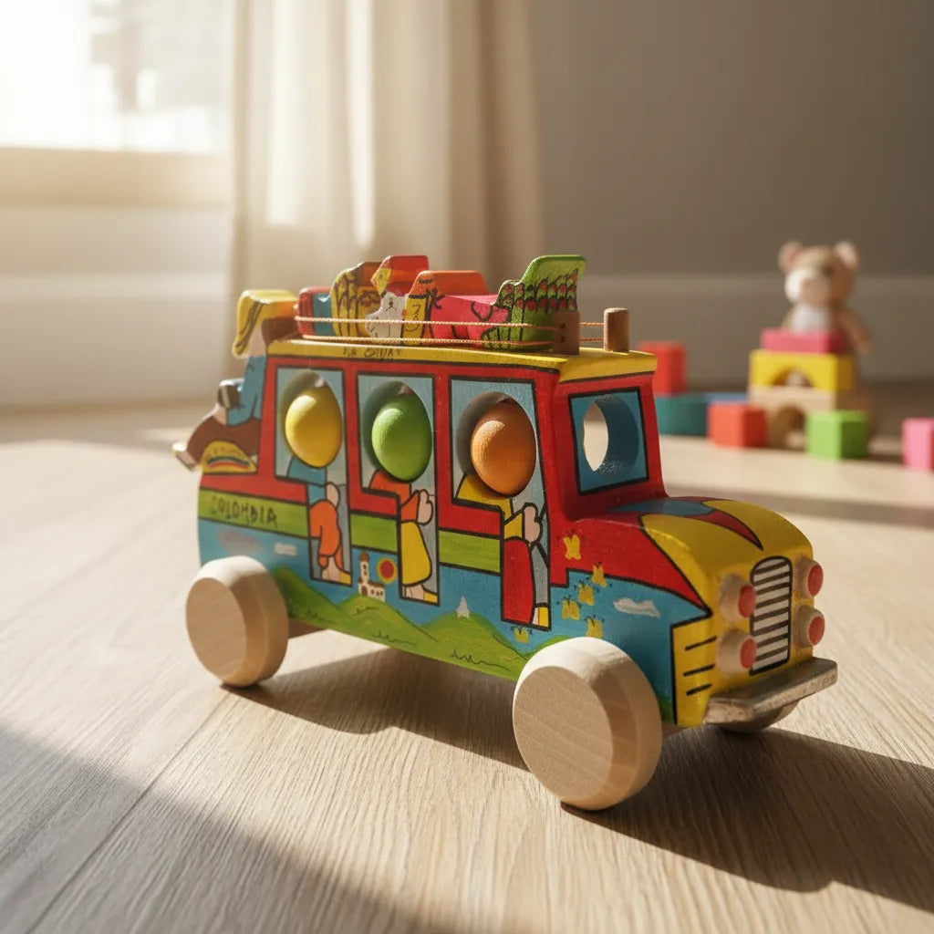 Juguete Chiva Colombiana En Madera Para Niños