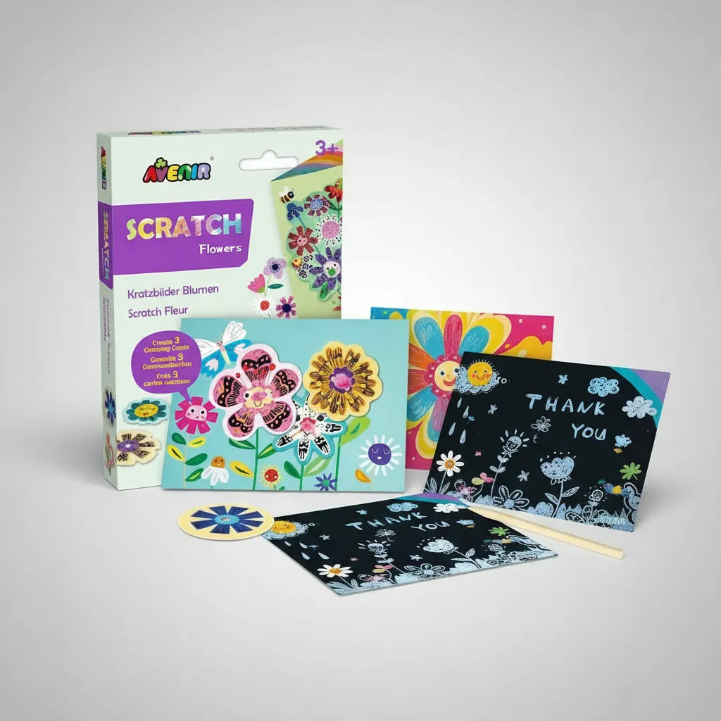 Juego Tarjetas Floral Para Raspar Niños
