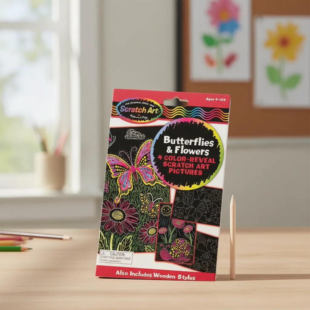 Libro Creativo Scratch Flores Y Mariposas Para Niños