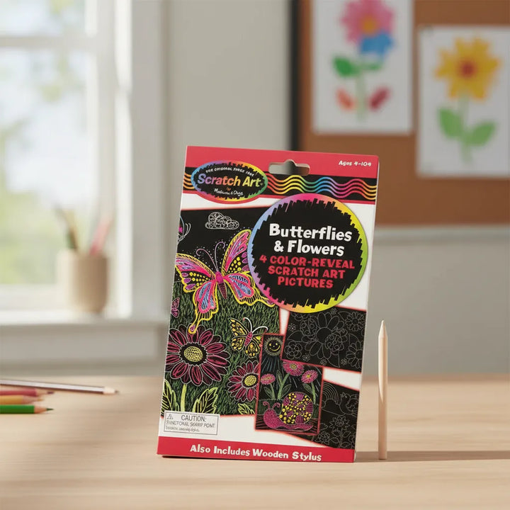 Libro Creativo Scratch Flores Y Mariposas Para Niños