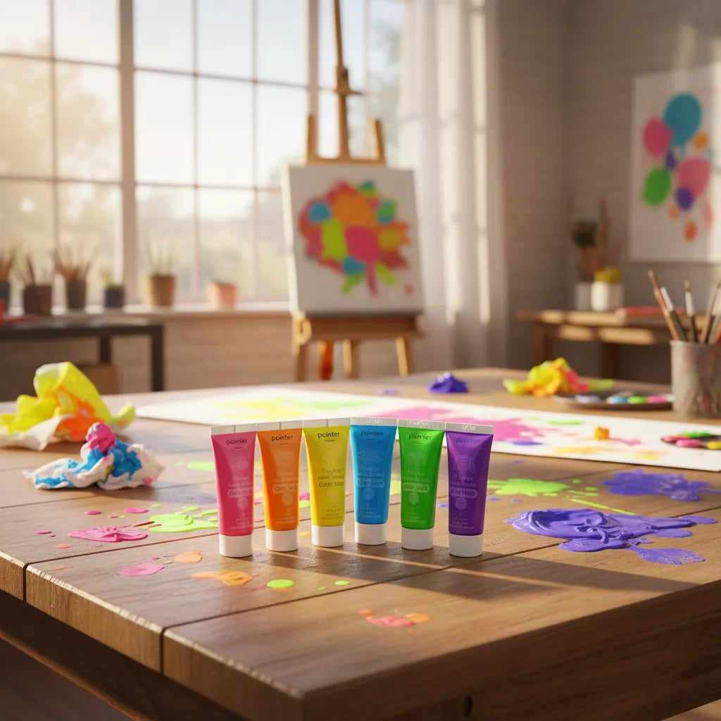 Set Didáctico Pinturas Para Dedos Neón 6 Unidades Para Niños