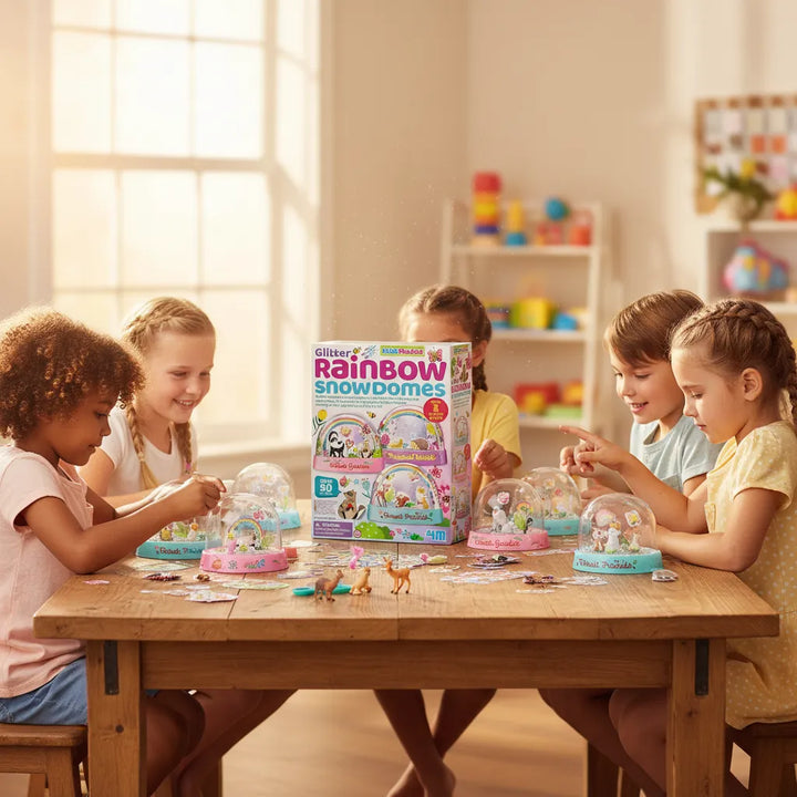 Juego Kit De Cúpulas De Nieve Arcoíris Con Purpurina Niños
