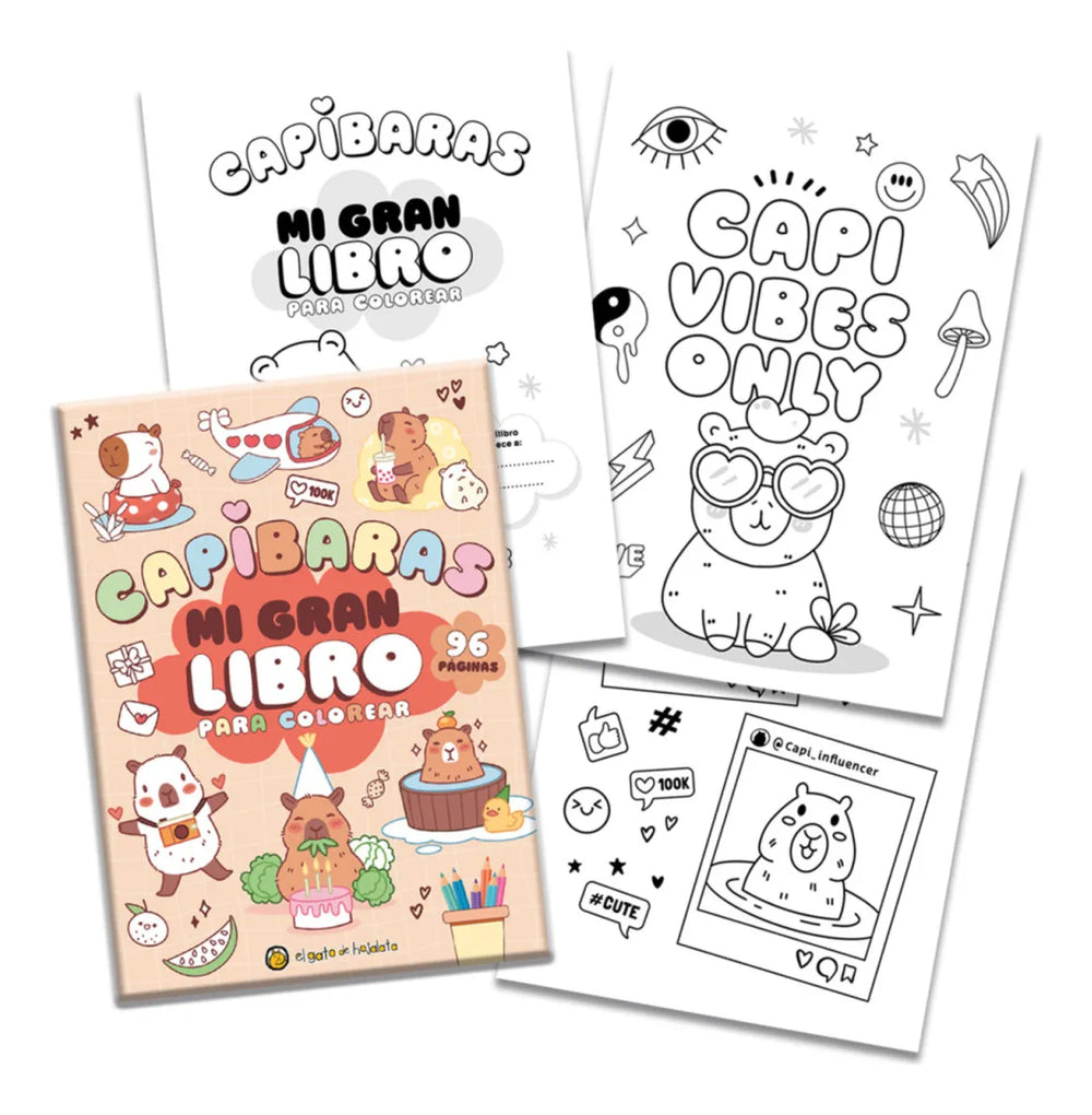 Libro Para Colorear Diseño Capibaras Para Niños