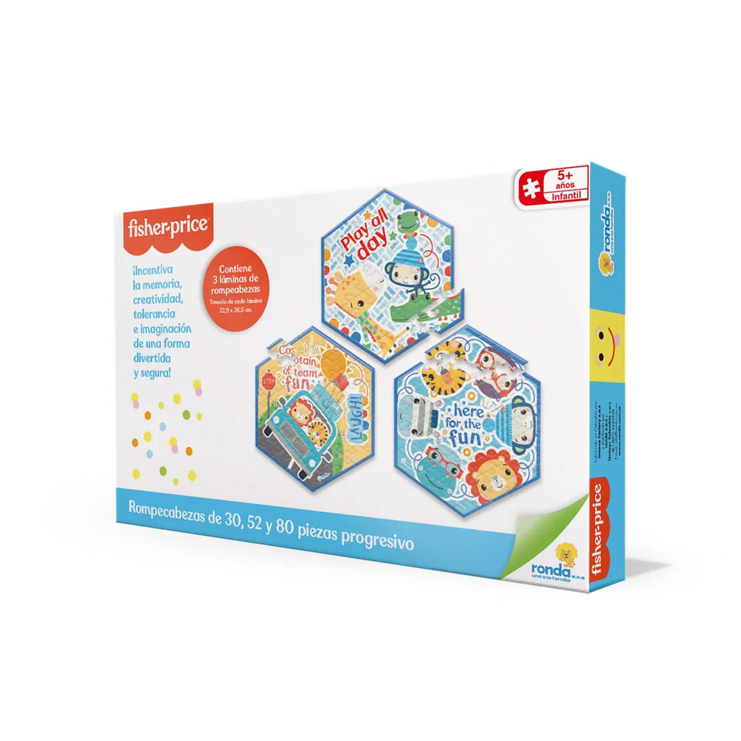 Rompecabezas Progresivo Fisher Price 30 52 Y 80 Piezas Niños