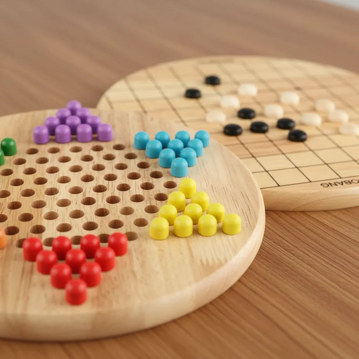 Juego De Mesa 2 En 1 Damas Chinas Madera Niños