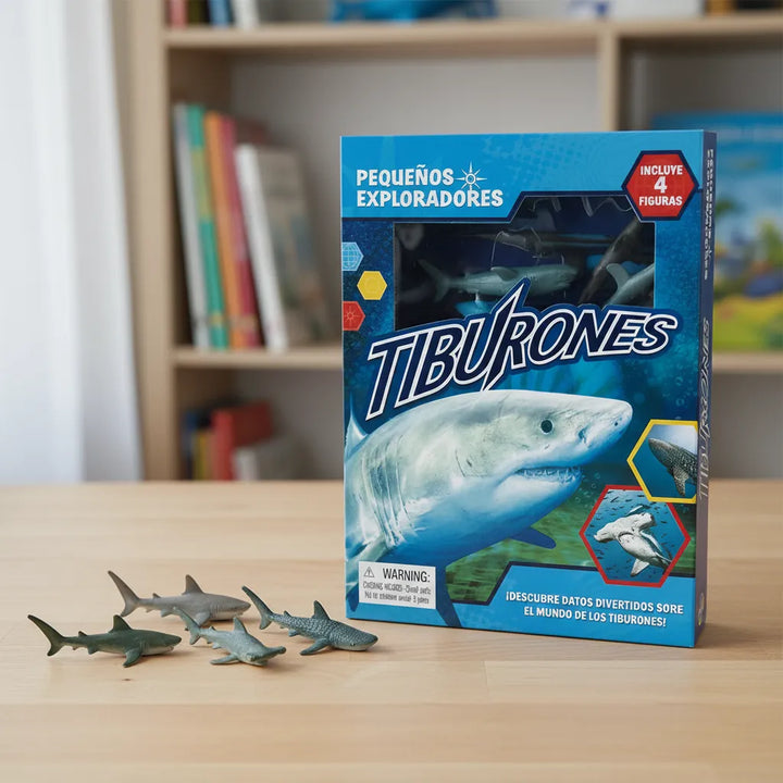 Libro Juego 2 En 1 Figuras Tiburones Para Niños