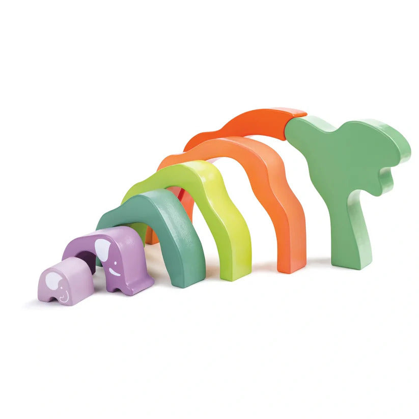 Juego  Bloques Apilables Elefante Madera Para Niños