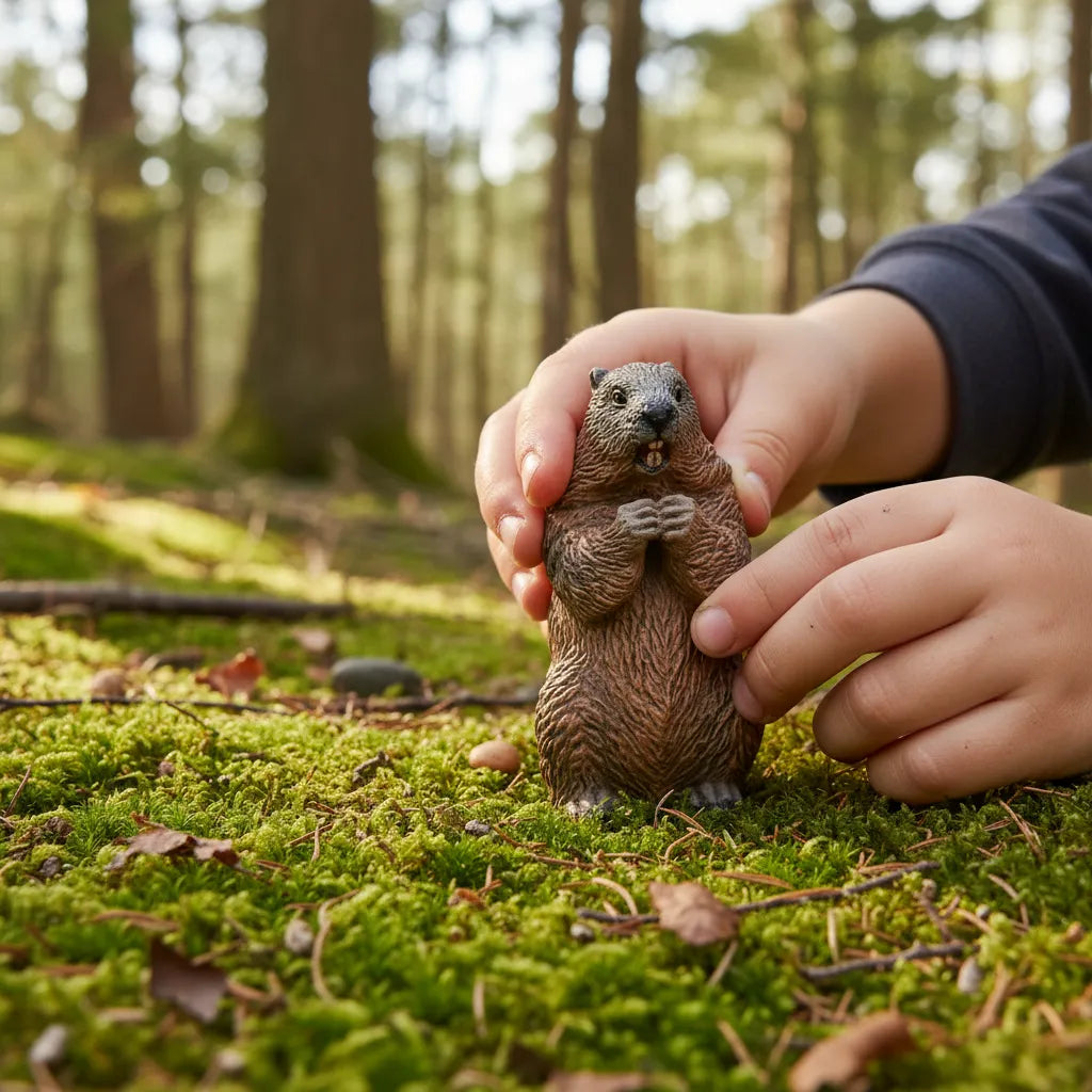 Figura coleccionables  Marmota Pintada A Mano
