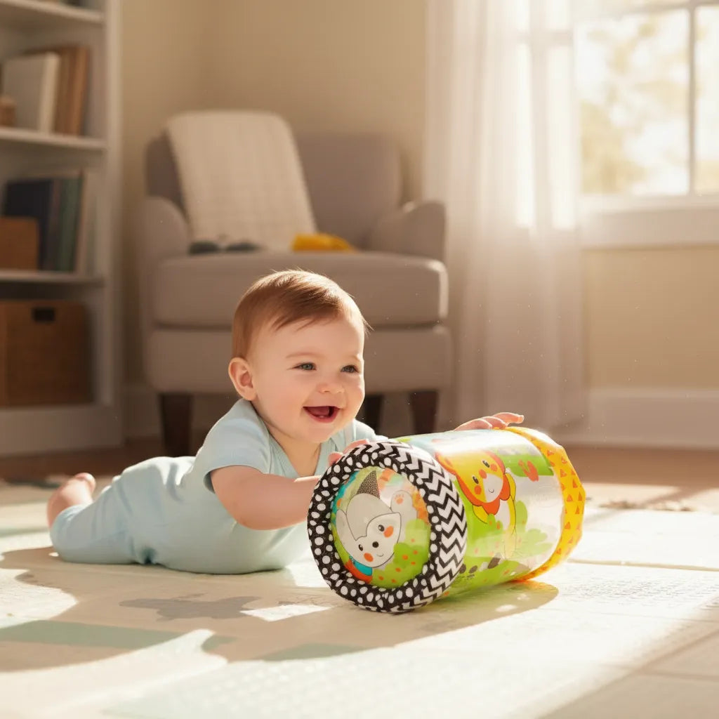 Rodillo Inflable Animales Sonajero Estimulación Bebé