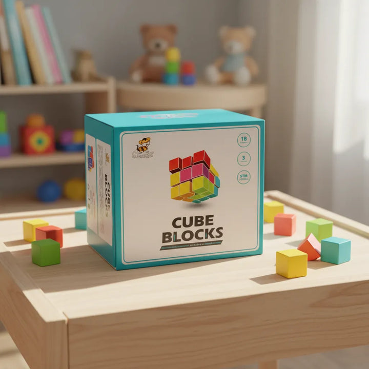 Juego Cube Blocks De Construcción Creativa 18 Piezas Niños