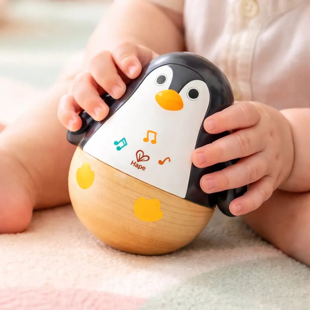 Juego Pingüino Sonajeros Musical Hape 3 Piezas Para Niños