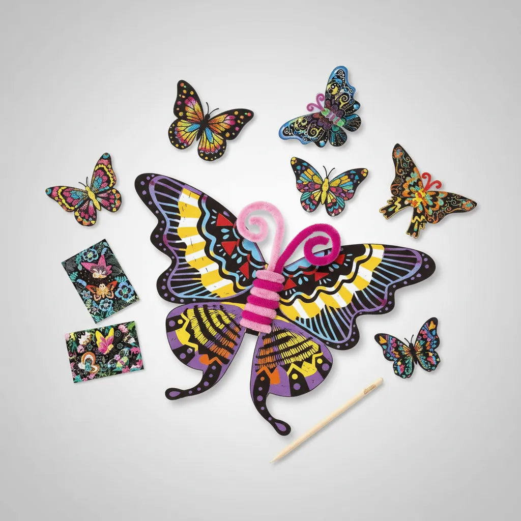 Set De Arte y Manualidades Para Raspar Mariposas