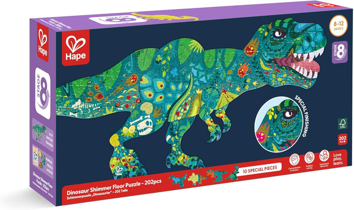Rompecabezas Dinosaurio Brillante 200 Piezas Para Niños