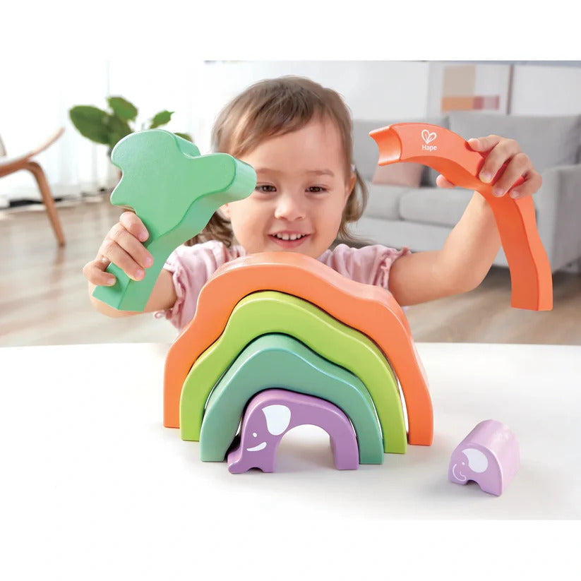 Juego  Bloques Apilables Elefante Madera Para Niños