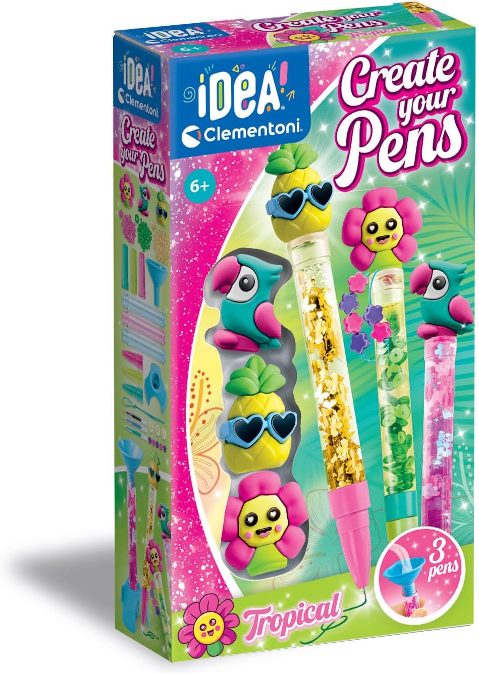 Juego Kit Crea Bolígrafos Diseño Tropical Para Niños Niñas