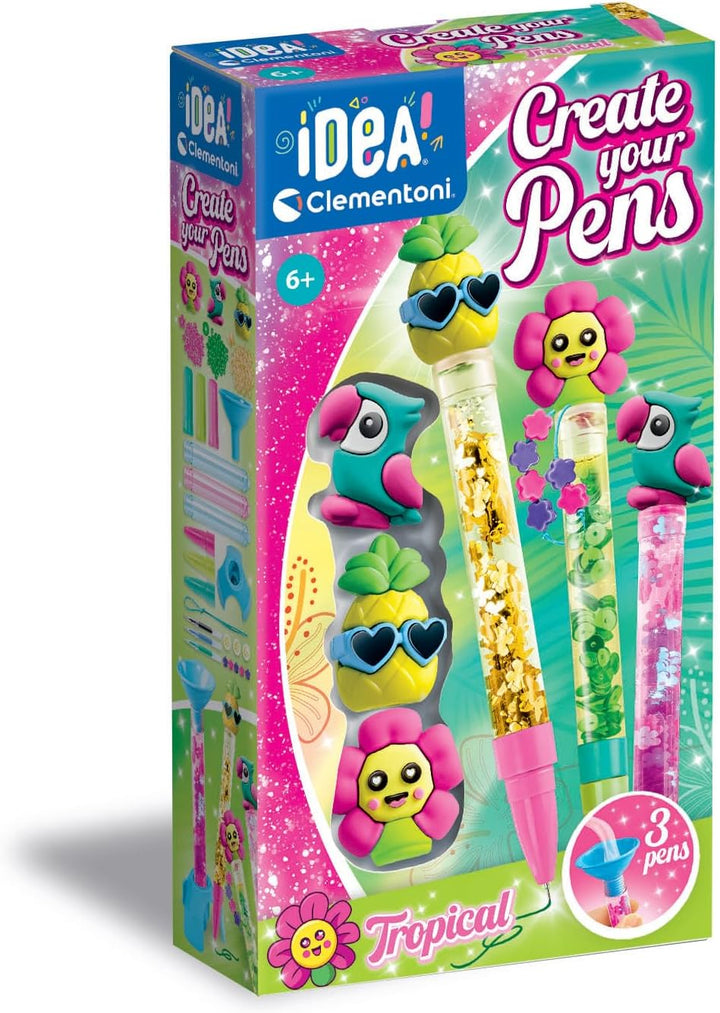 Juego Kit Crea Bolígrafos Diseño Tropical Para Niños Niñas
