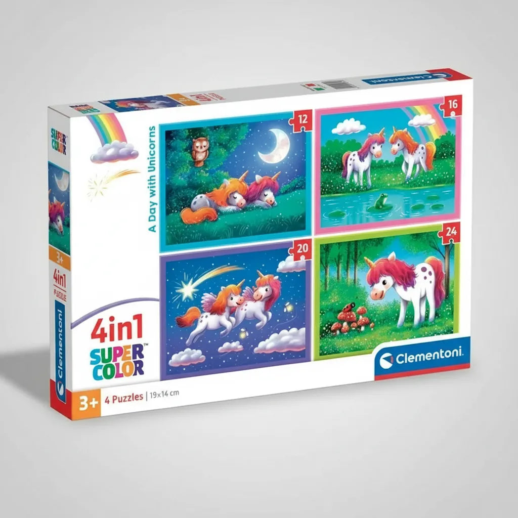 Rompecabezas 4 En 1 Unicornios Clementoni Para Niños