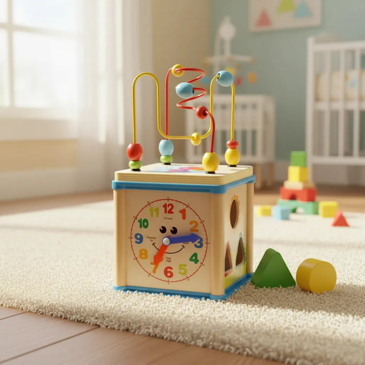 Juguete Cubo Didáctico Multifuncional En Madera Para Niños