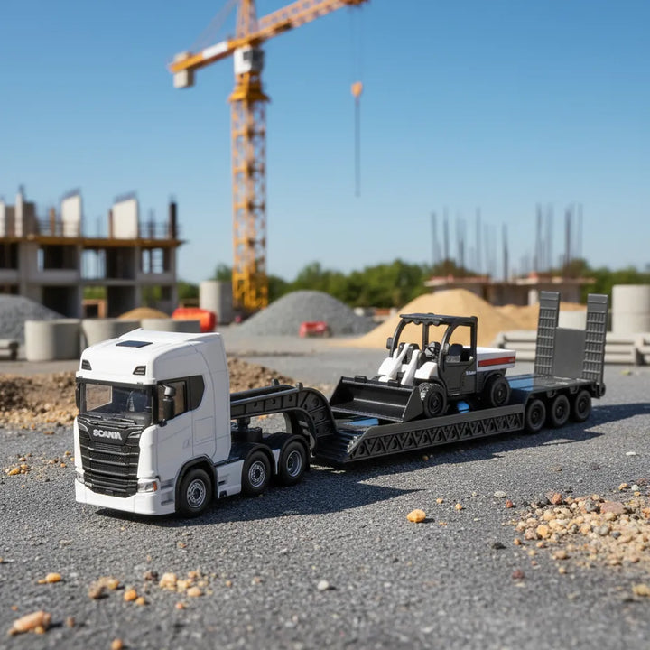 Camión con plataforma excavadora scania 77s