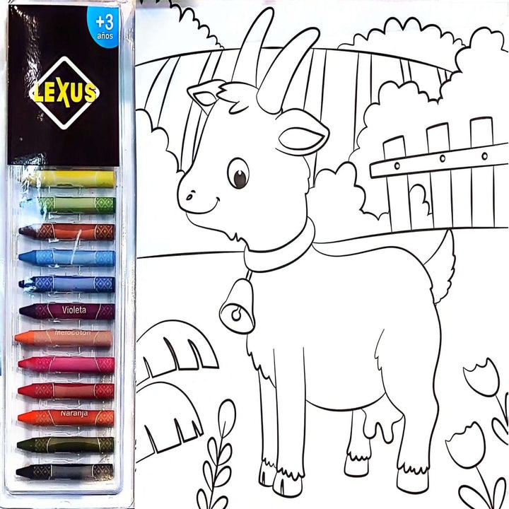 Libro Infantil Para Colorear Con Crayones La Granja