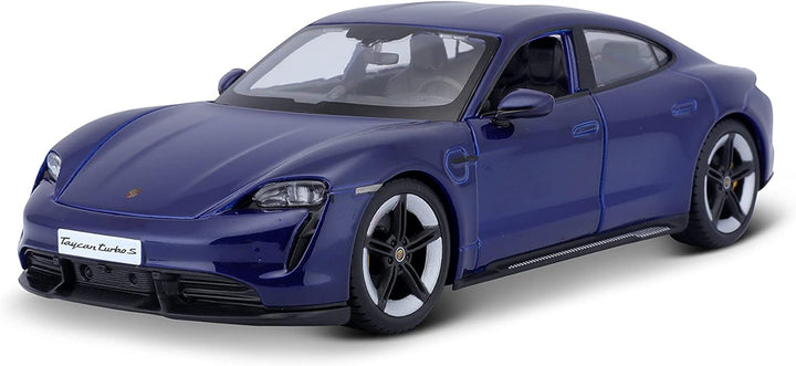 Carro Bburago 1/43 Coleccionable Porshe Taycan Turbos Azul