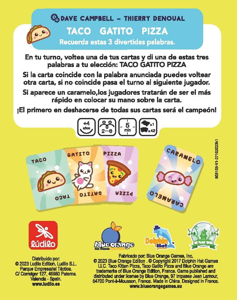 Juego De Mesa Taco Gatito Pizza Adulto Niños