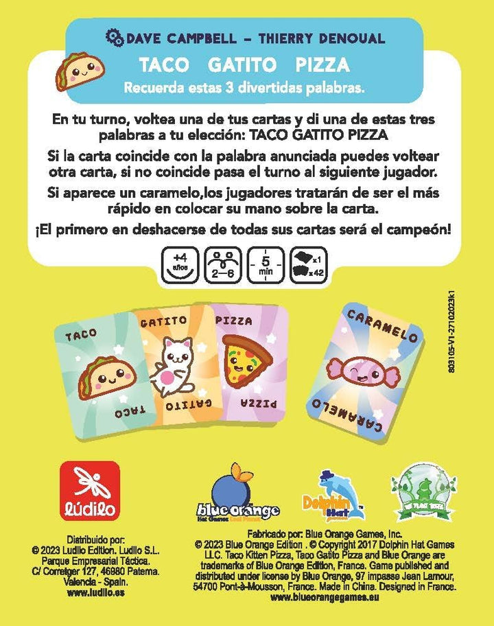 Juego De Mesa Taco Gatito Pizza Adulto Niños